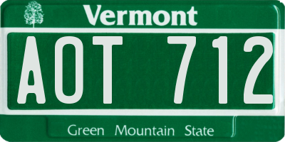VT license plate AOT712