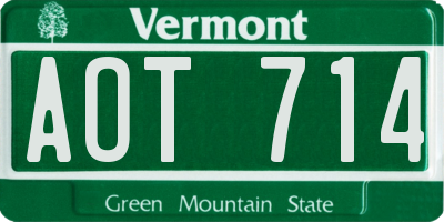 VT license plate AOT714