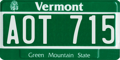 VT license plate AOT715
