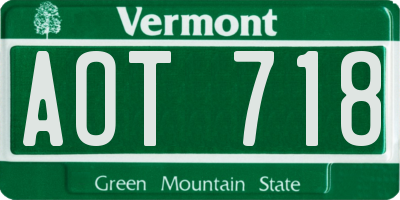 VT license plate AOT718