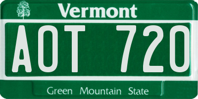 VT license plate AOT720