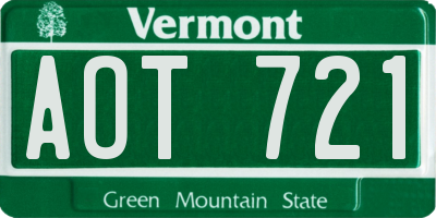 VT license plate AOT721