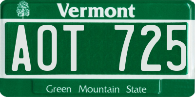 VT license plate AOT725