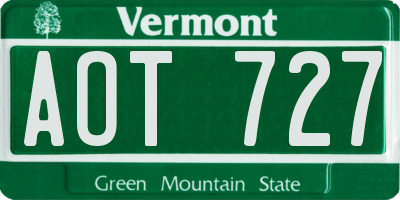 VT license plate AOT727