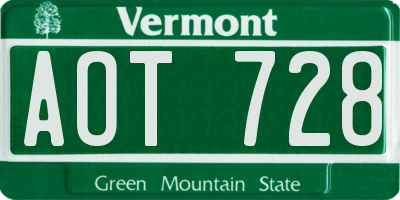 VT license plate AOT728