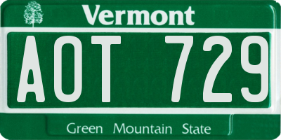 VT license plate AOT729