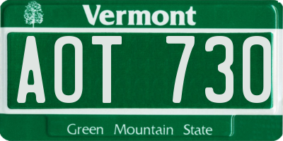 VT license plate AOT730
