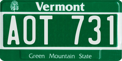 VT license plate AOT731
