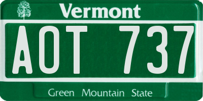 VT license plate AOT737