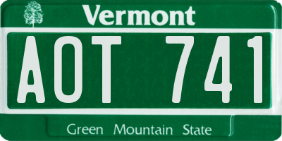 VT license plate AOT741