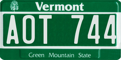 VT license plate AOT744