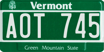 VT license plate AOT745
