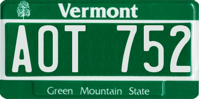 VT license plate AOT752
