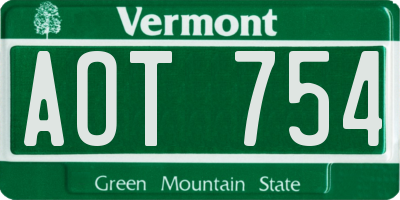 VT license plate AOT754