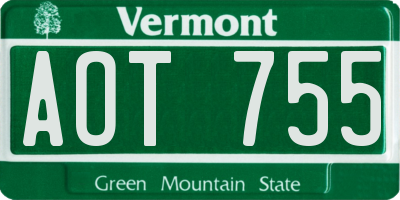 VT license plate AOT755