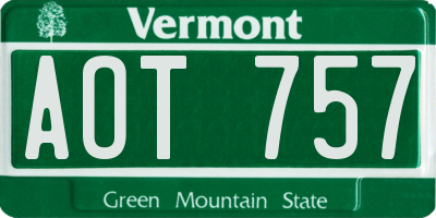 VT license plate AOT757