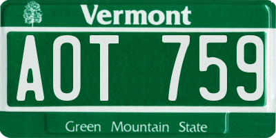 VT license plate AOT759