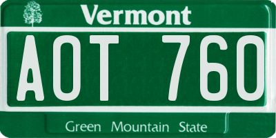VT license plate AOT760