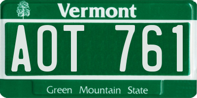 VT license plate AOT761