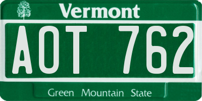 VT license plate AOT762