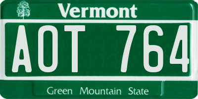 VT license plate AOT764