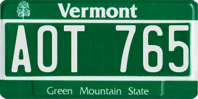 VT license plate AOT765