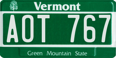 VT license plate AOT767