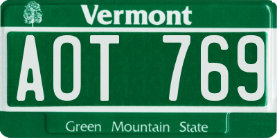 VT license plate AOT769