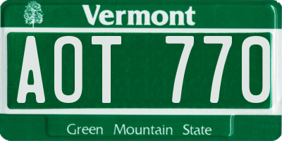 VT license plate AOT770