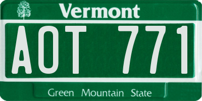 VT license plate AOT771