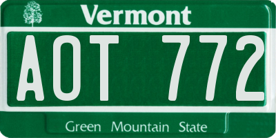 VT license plate AOT772