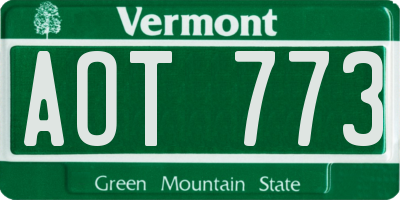 VT license plate AOT773