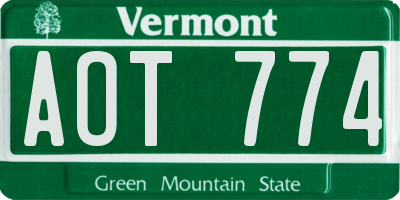VT license plate AOT774