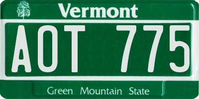 VT license plate AOT775