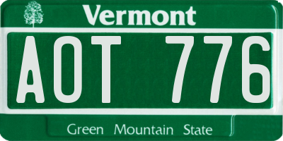 VT license plate AOT776