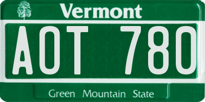 VT license plate AOT780