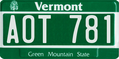 VT license plate AOT781
