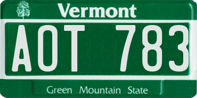 VT license plate AOT783