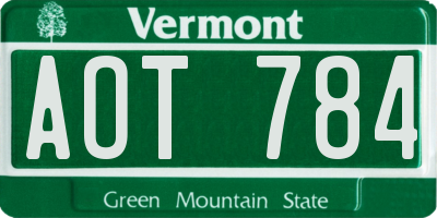 VT license plate AOT784