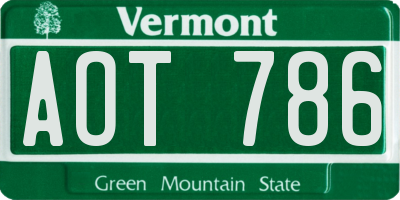 VT license plate AOT786
