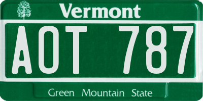 VT license plate AOT787