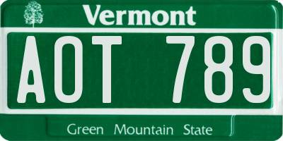 VT license plate AOT789