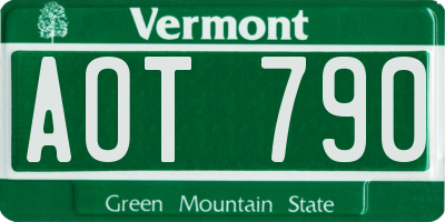 VT license plate AOT790