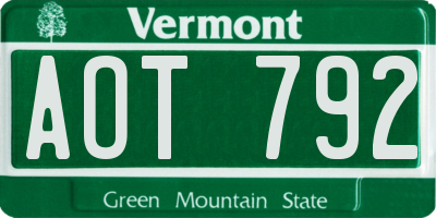VT license plate AOT792