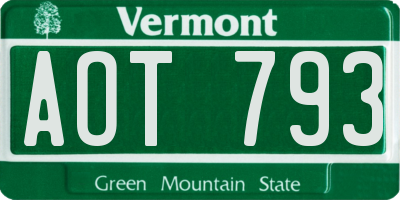 VT license plate AOT793