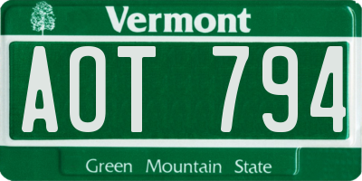 VT license plate AOT794