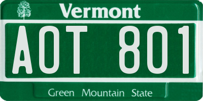 VT license plate AOT801