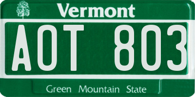 VT license plate AOT803