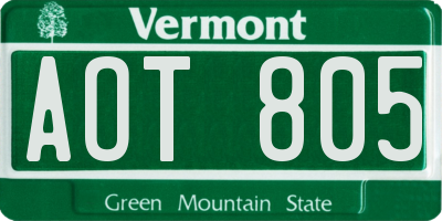 VT license plate AOT805