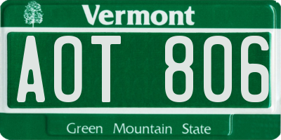 VT license plate AOT806